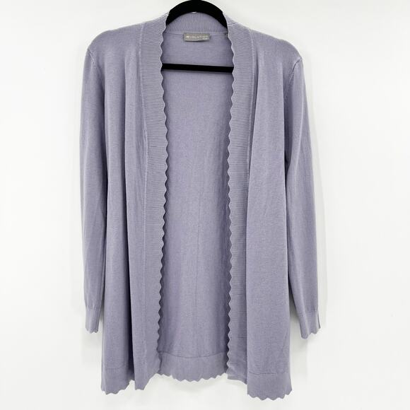 Evolution by Cyrus Women's Purple‎ Scalloped Long Sleeve Cardigan Sweater XSP - Picture 1 of 5